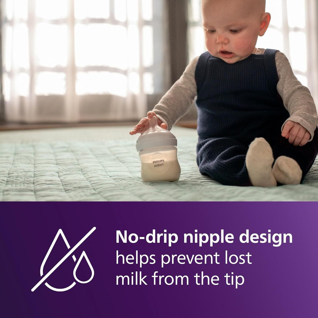 Philips Avent Natural Baby Bottles in a Four-Pack of 4-Ounce Sizes for Small Feedings at Home or Away
