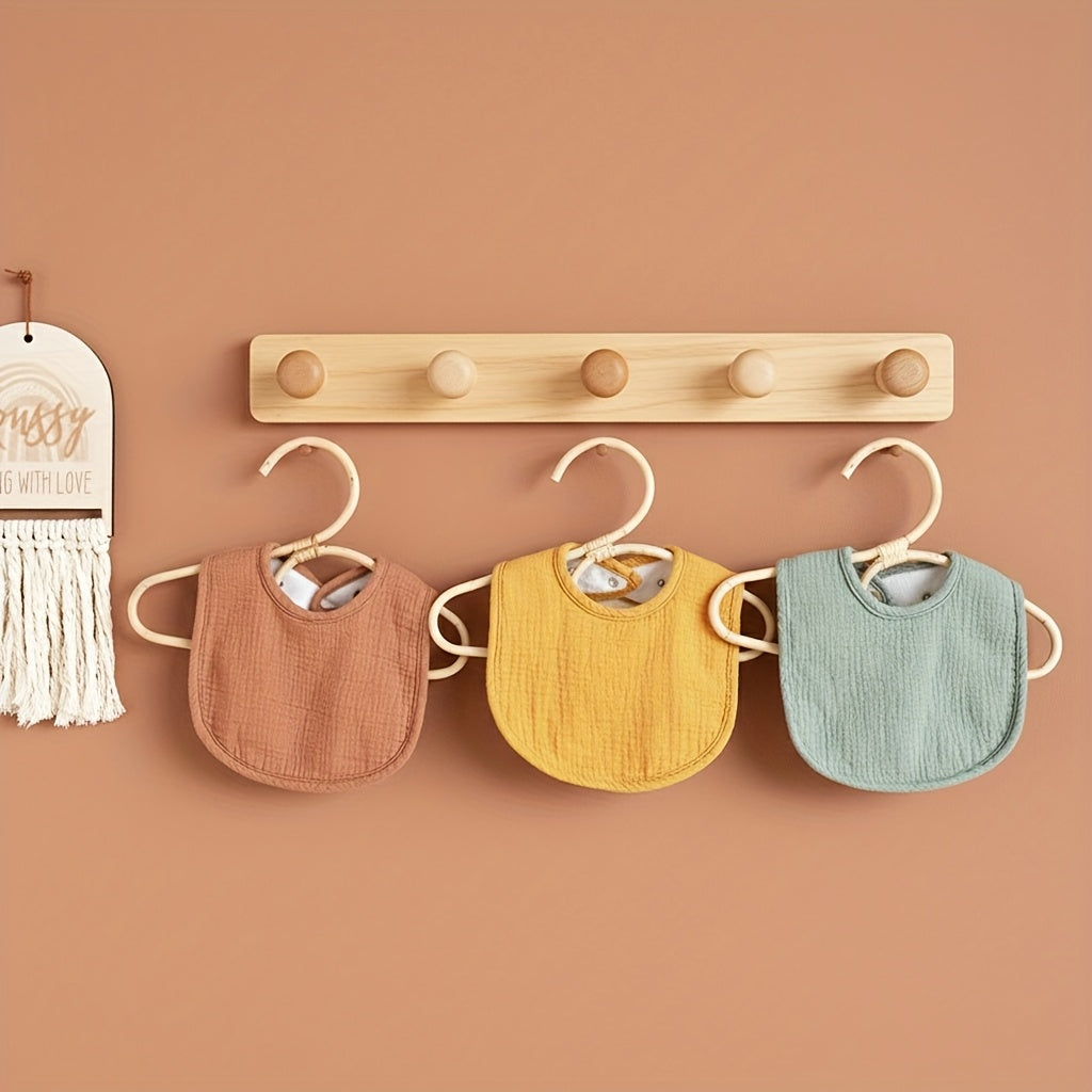 Baby Muslin Bibs Ten Pack in Mixed Colors with Adjustable Snaps and Polyester Fleece Backing