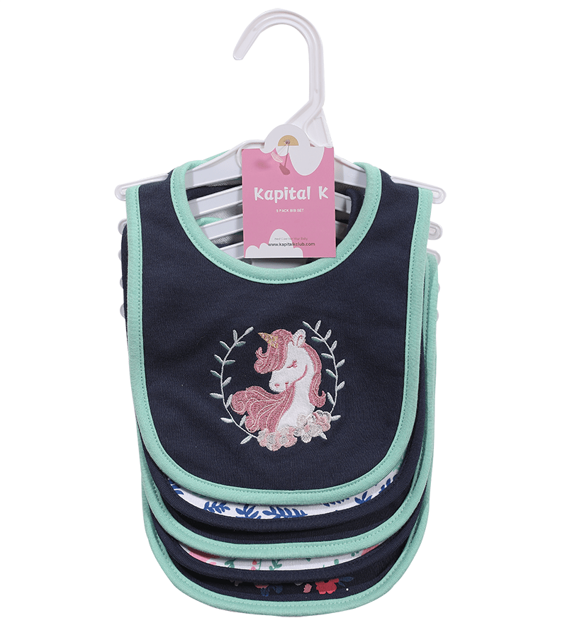 Cotton Baby Bibs in Five-Piece Cartoon Sets with Adjustable Neck Fastenings for Feeding and Daily Changes