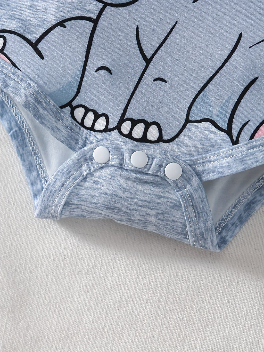 Baby Boys' Elephant Outfit Set in Gray and Blue Stripes with a Long-Sleeve Bodysuit and Footed Pants
