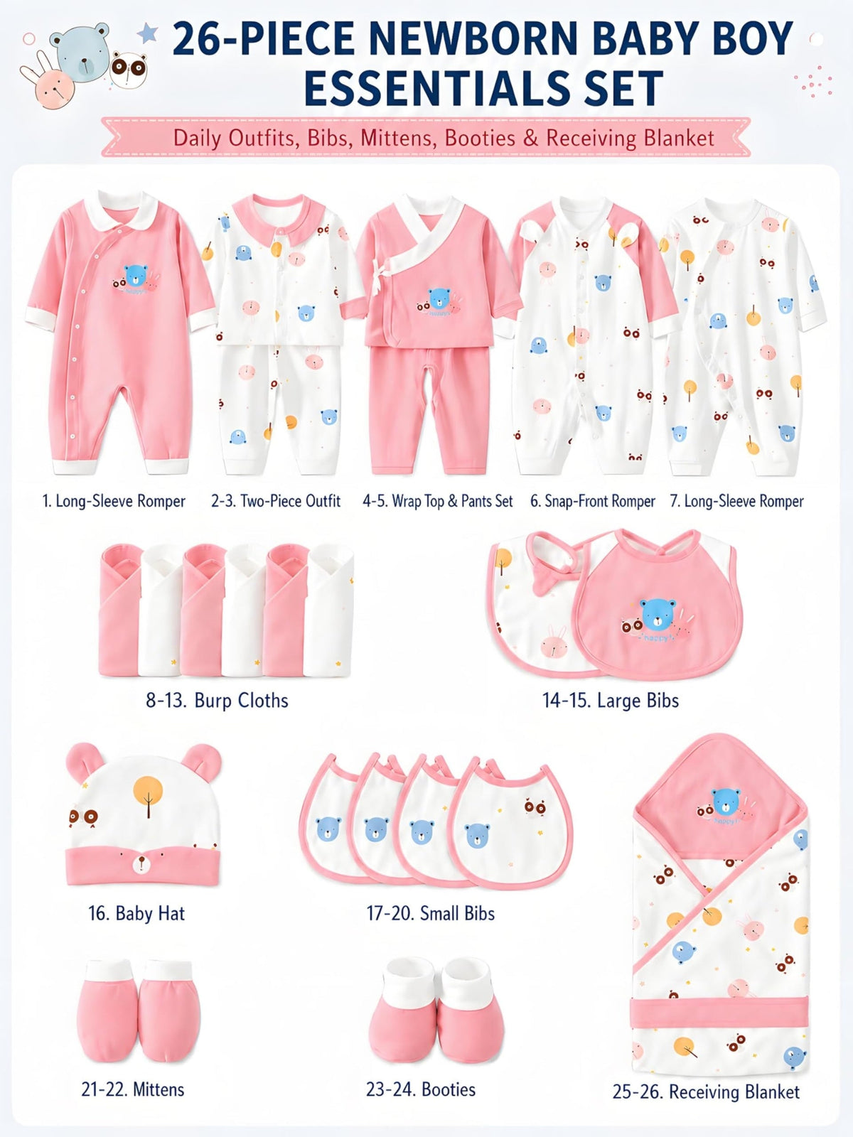 Baby & Toddler Outfit Set – Baby Mixed colors Long-Sleeve Romper – Colorway 31205