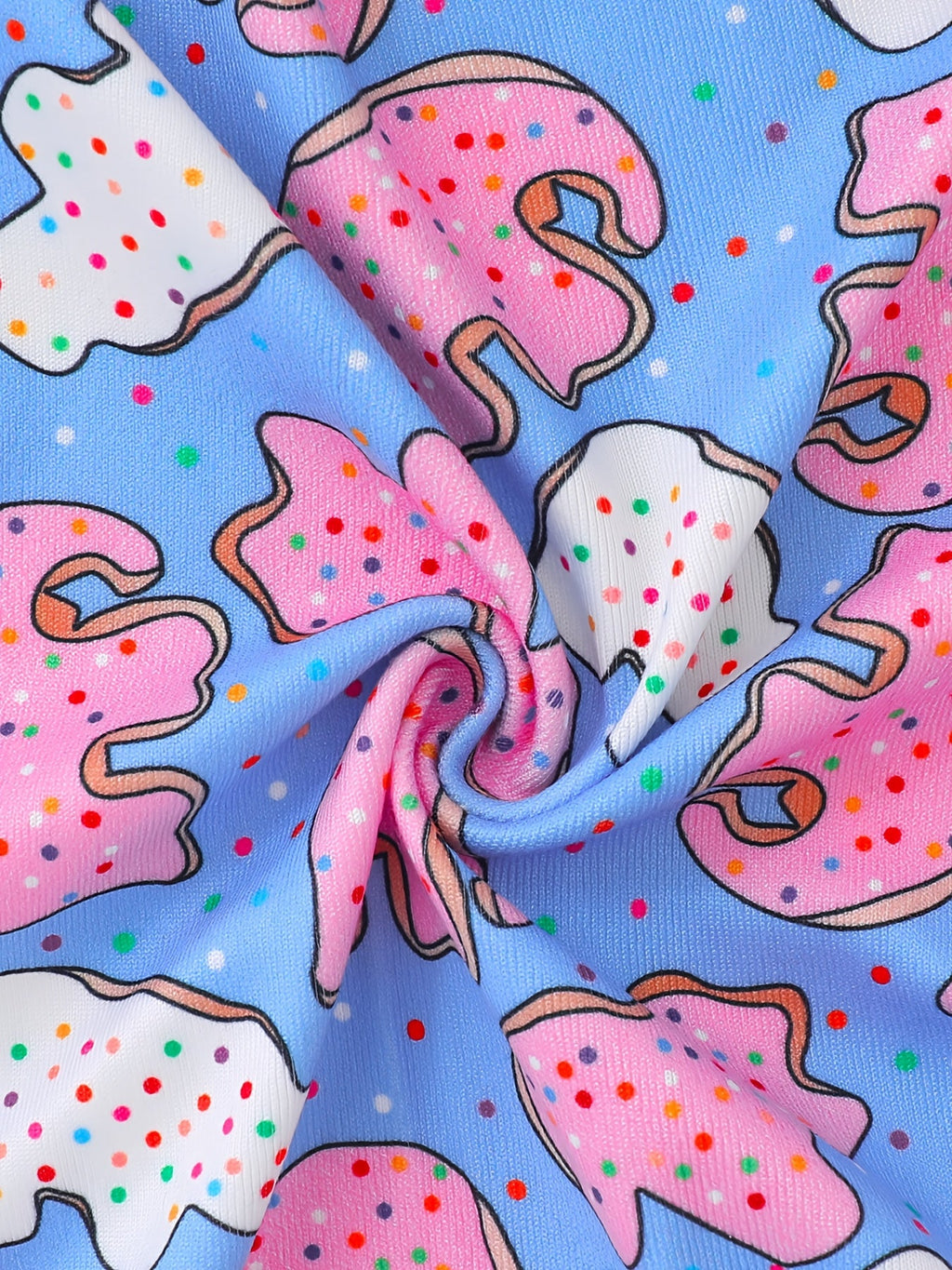Baby and Toddler Donut Print Zip Romper in Blue with Long Sleeves and Cuffed Ankles for Everyday Dressing