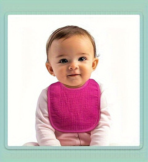 Muslin Baby Bibs in a 10 Piece Multicolor Set with Adjustable Snap Fastenings for Feeding and Drool