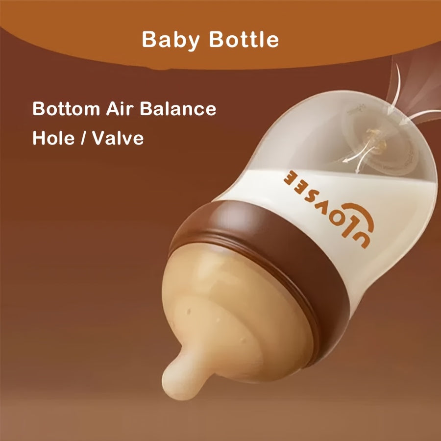 Wide-Neck Glass Baby Bottles with Bottom Air-Balance Valves and Clear Volume Markings for Feeding