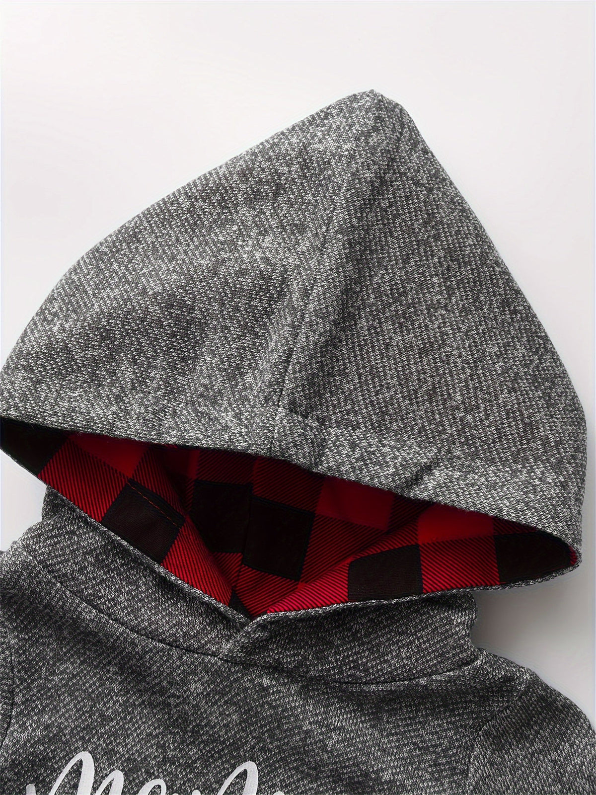 Baby Boy Mama's Boy Hooded Bodysuit and Red Plaid Pants Set with Long Sleeves for Everyday Outfits