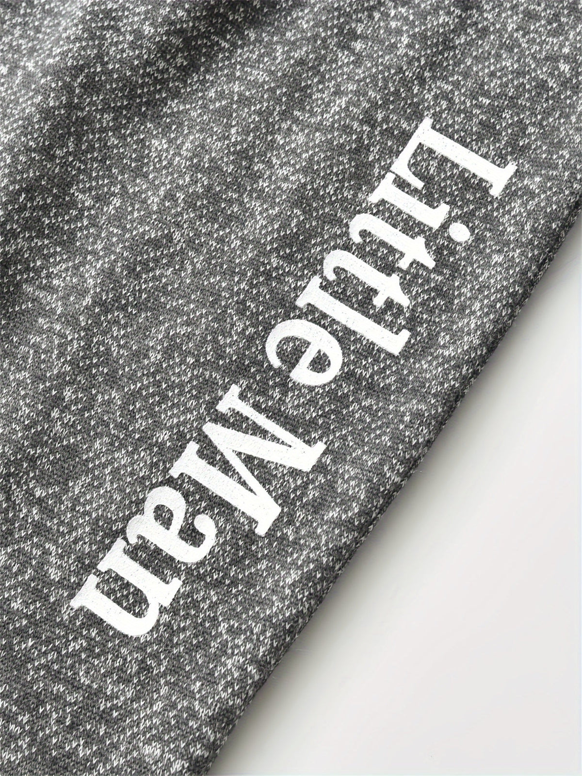 Baby Boys' Grey Hooded Bodysuit and Pants Set with Mama Lettering and Black White Striped Trim