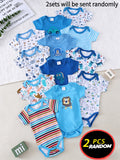 Baby Short-Sleeve Bodysuits Two-Pack with Assorted Prints and Snap Closures for Everyday Outfits