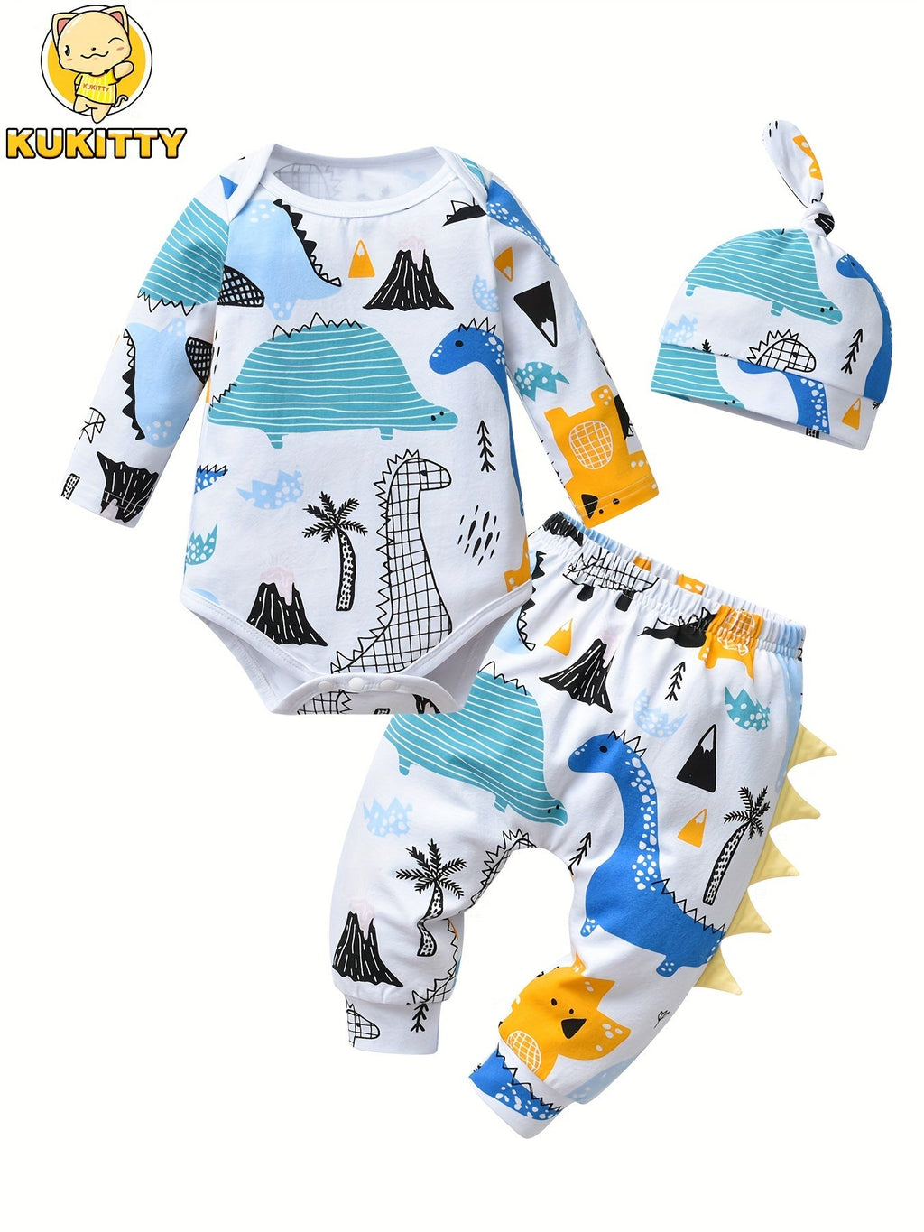 Baby Boys' Elephant Bodysuit, Pants and Hat Set in Blue and White with a Mama's Little Peanut Graphic