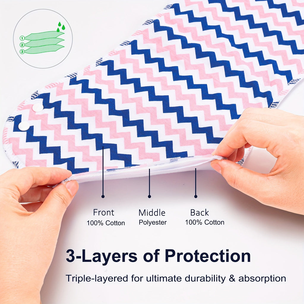 Baby Burp Cloths 12-Pack in Floral, Stripe, Check and Dot Prints with Contoured Shape and Three-Layer Design