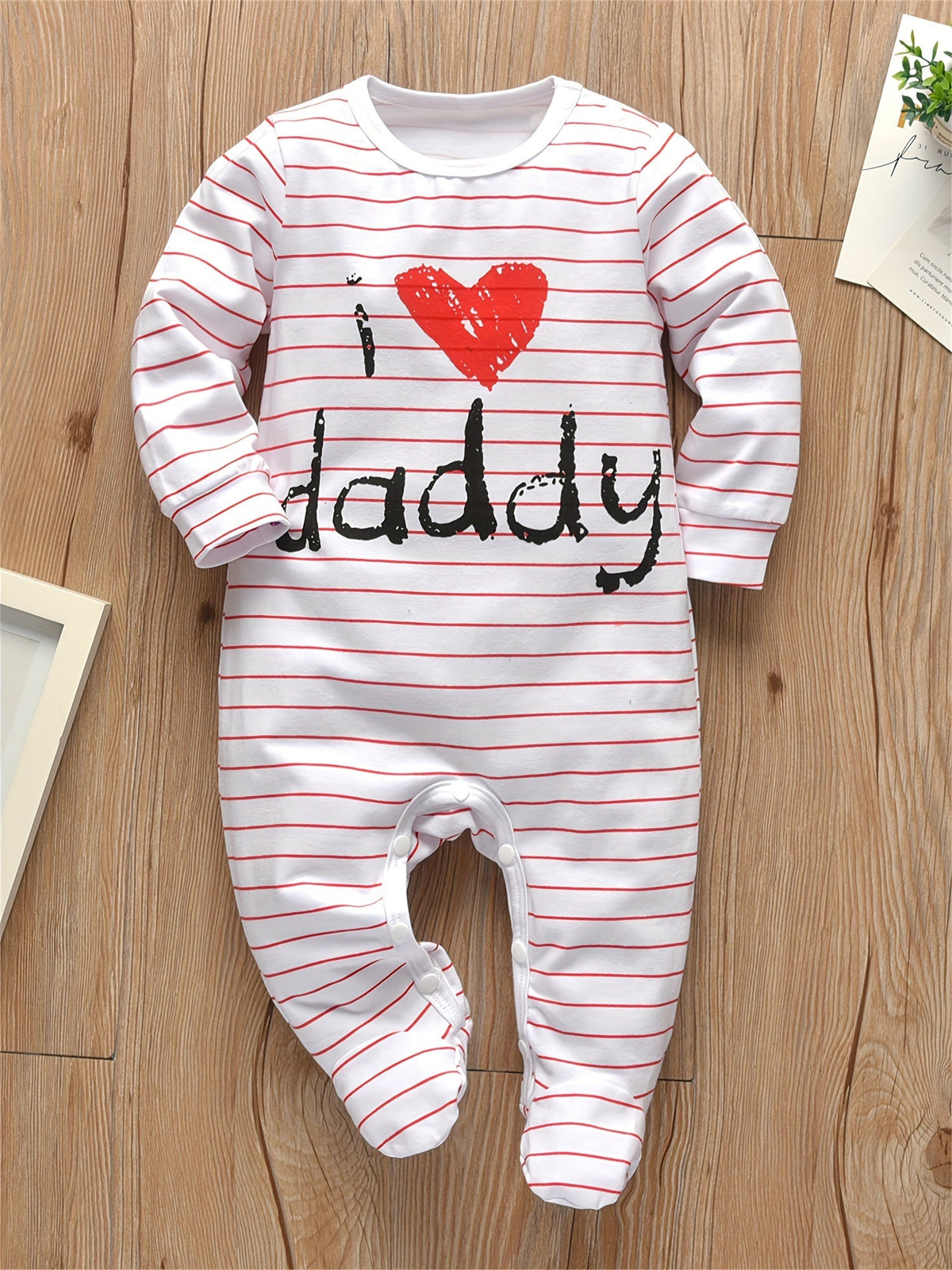 Baby Daddy and Mummy Footed Rompers 2-Pack with Long Sleeves and Family Slogan Prints for Everyday Outfits
