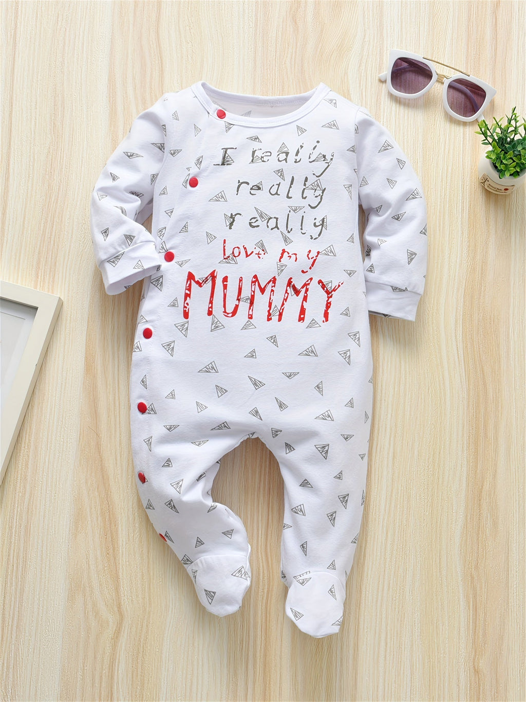 Baby Daddy and Mummy Footed Rompers 2-Pack with Long Sleeves and Family Slogan Prints for Everyday Outfits