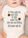 Baby Gigi Cookie Slogan Bodysuit in White with Short Sleeves and Overlap Shoulders for a Playful Family Outfit