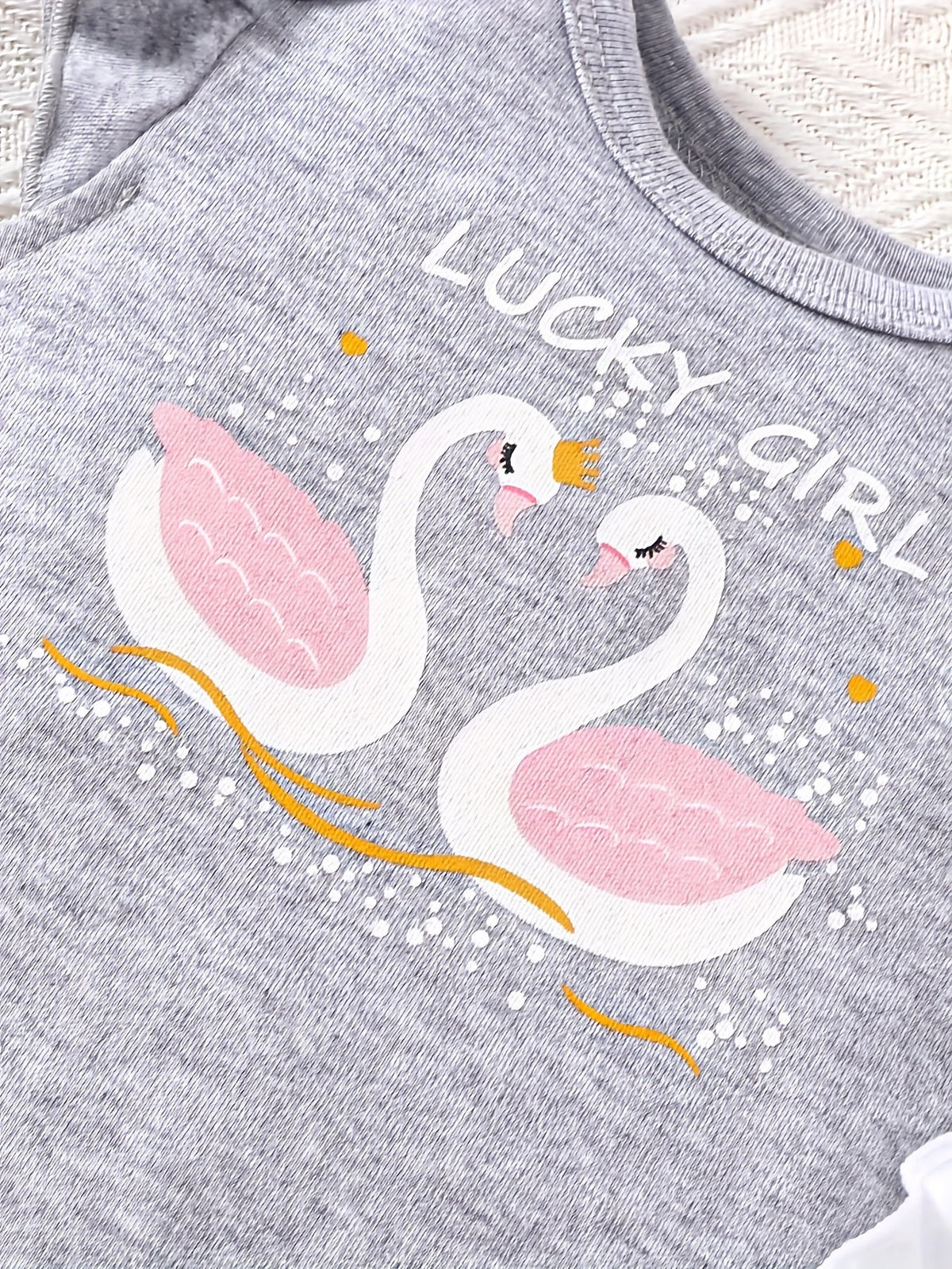 Baby Girl Swan Rompers Three Pack with Flutter Sleeve Details and Pink and Grey Designs for Summer Outfits