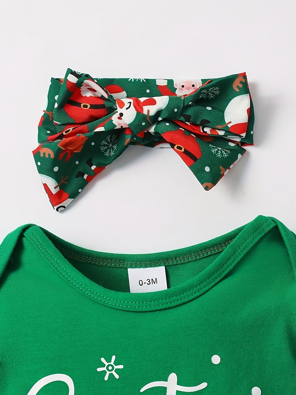 Baby Girls' Santa Baby Christmas Bodysuit and Mesh Skirt Set with a Matching Bow Headband for Holiday Photos