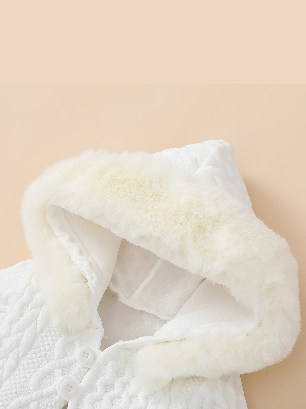 Baby Girl Hooded Bodysuit and Pants Set with Cable Texture and Plush-Look Hood Trim in Pink or White