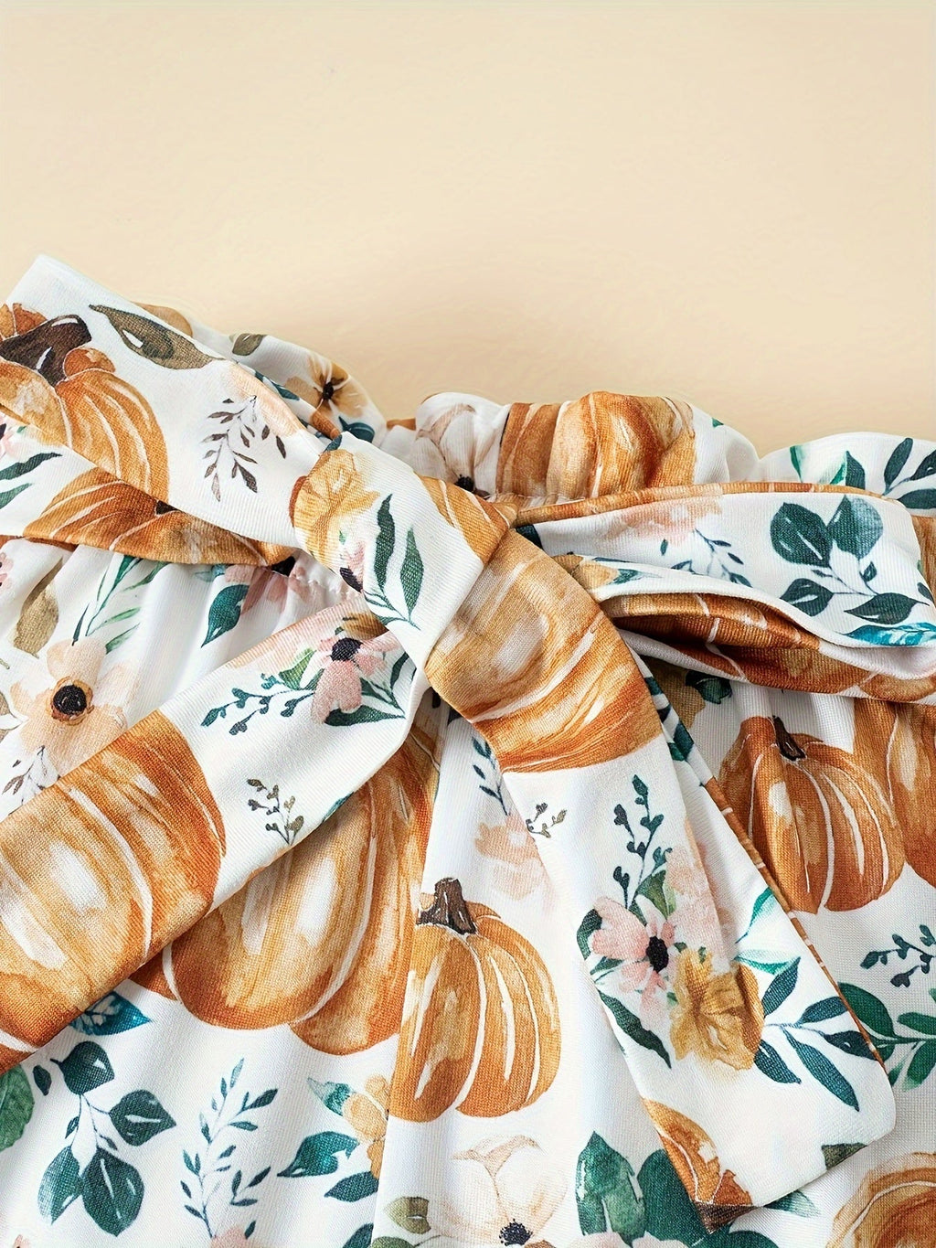 Toddler Girls' Pumpkin Top and Pants Set with Ruffle Details and a Matching Bow Headband for Fall Outfits