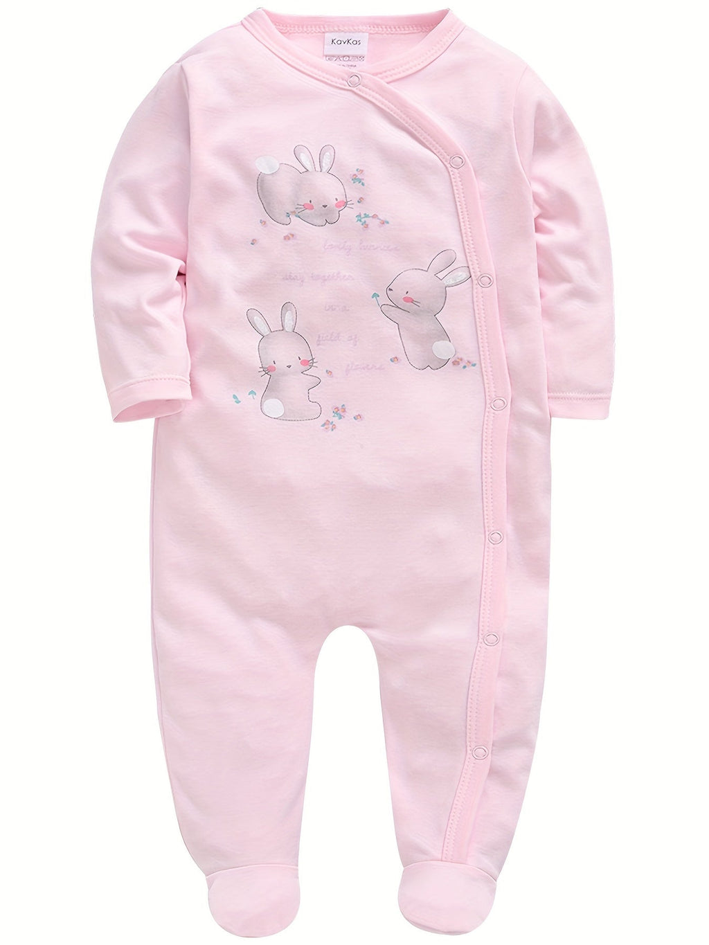 Baby Girls' Footed Rompers 3-Pack in Pink and White with Long Sleeves and Snap Fronts for Everyday Dressing
