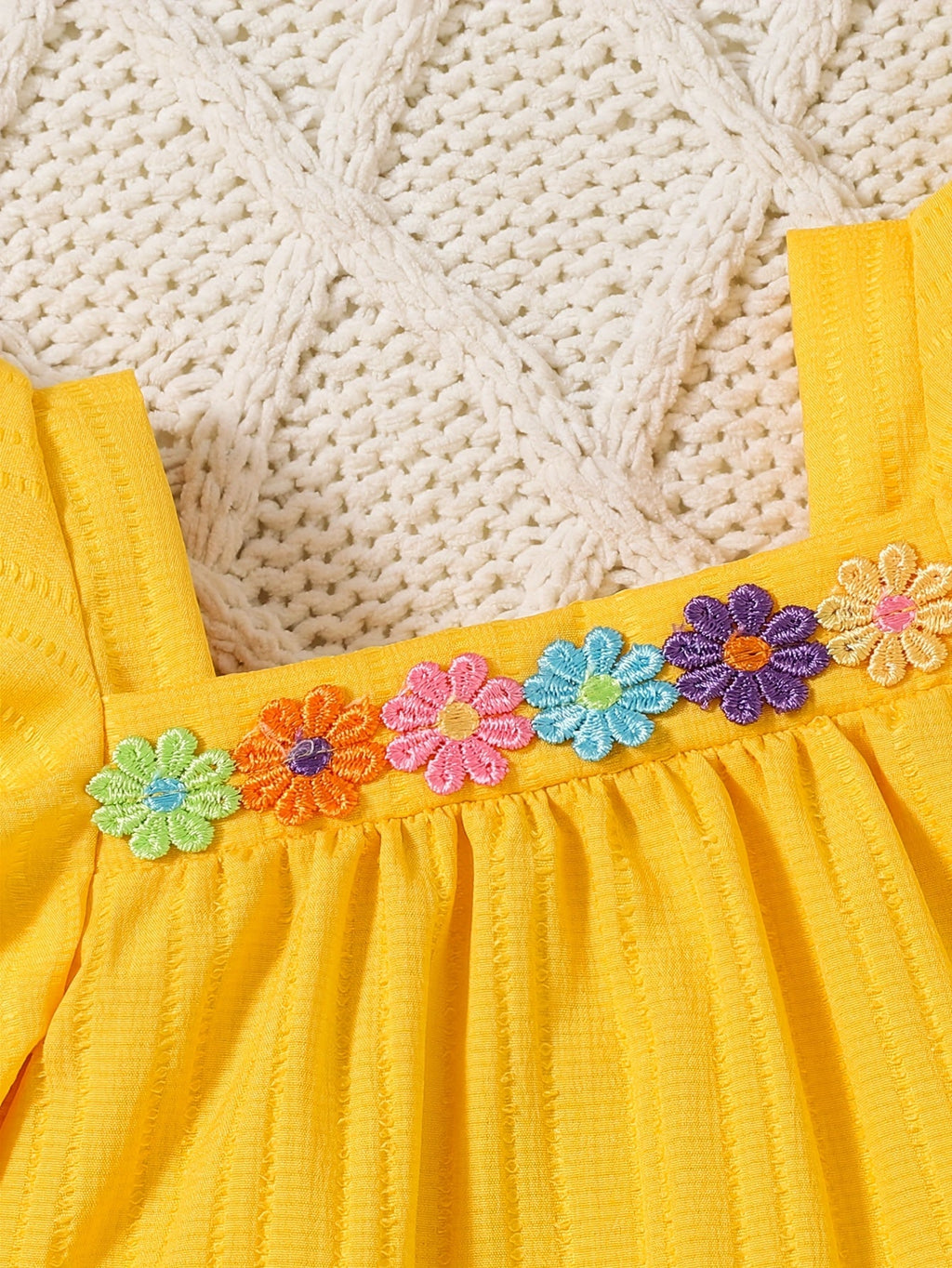 Baby Girls' Floral Top and Shorts Set with Ruffled Shoulders and Matching Flower Trim for Summer Outfits