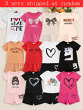 Baby Girls' T-Shirt and Shorts Sets in Three Random Cartoon Packs for Everyday Summer Playtime