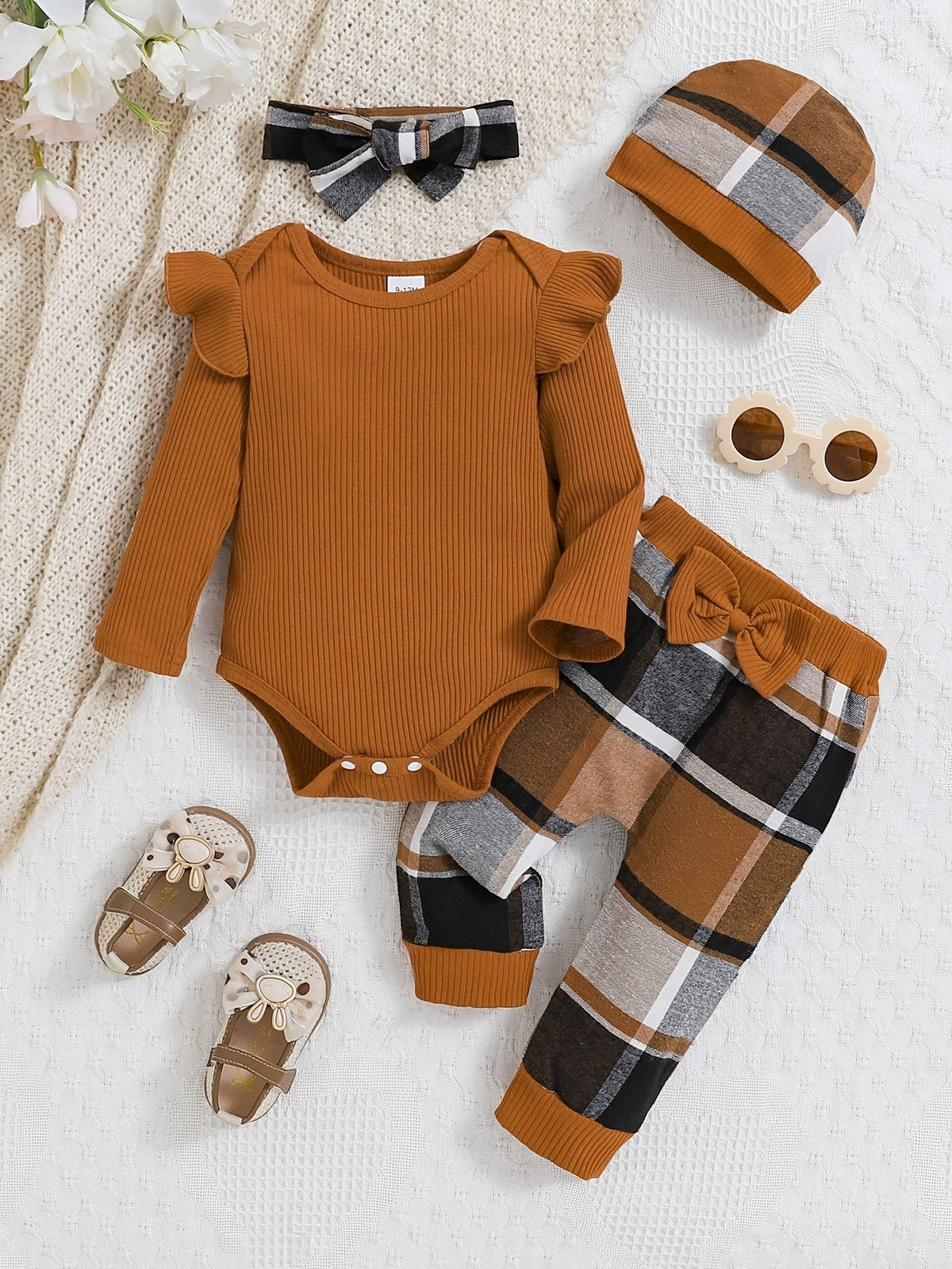 Baby Girls Outfit Set - 2-Piece Plaid