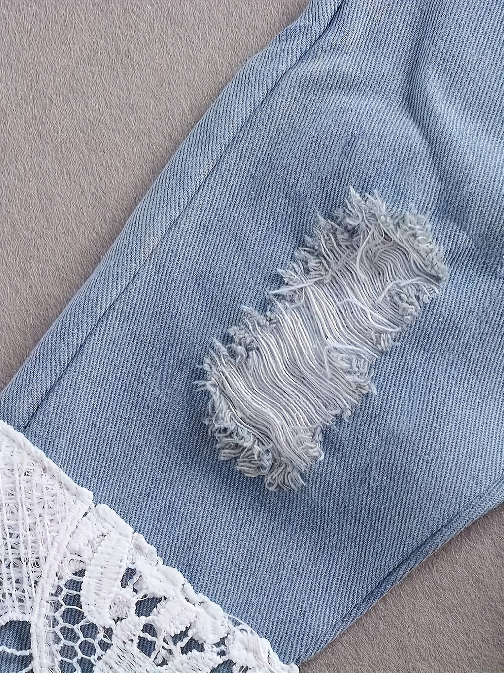 Baby Girls Outfit Set - Denim-Look Lace
