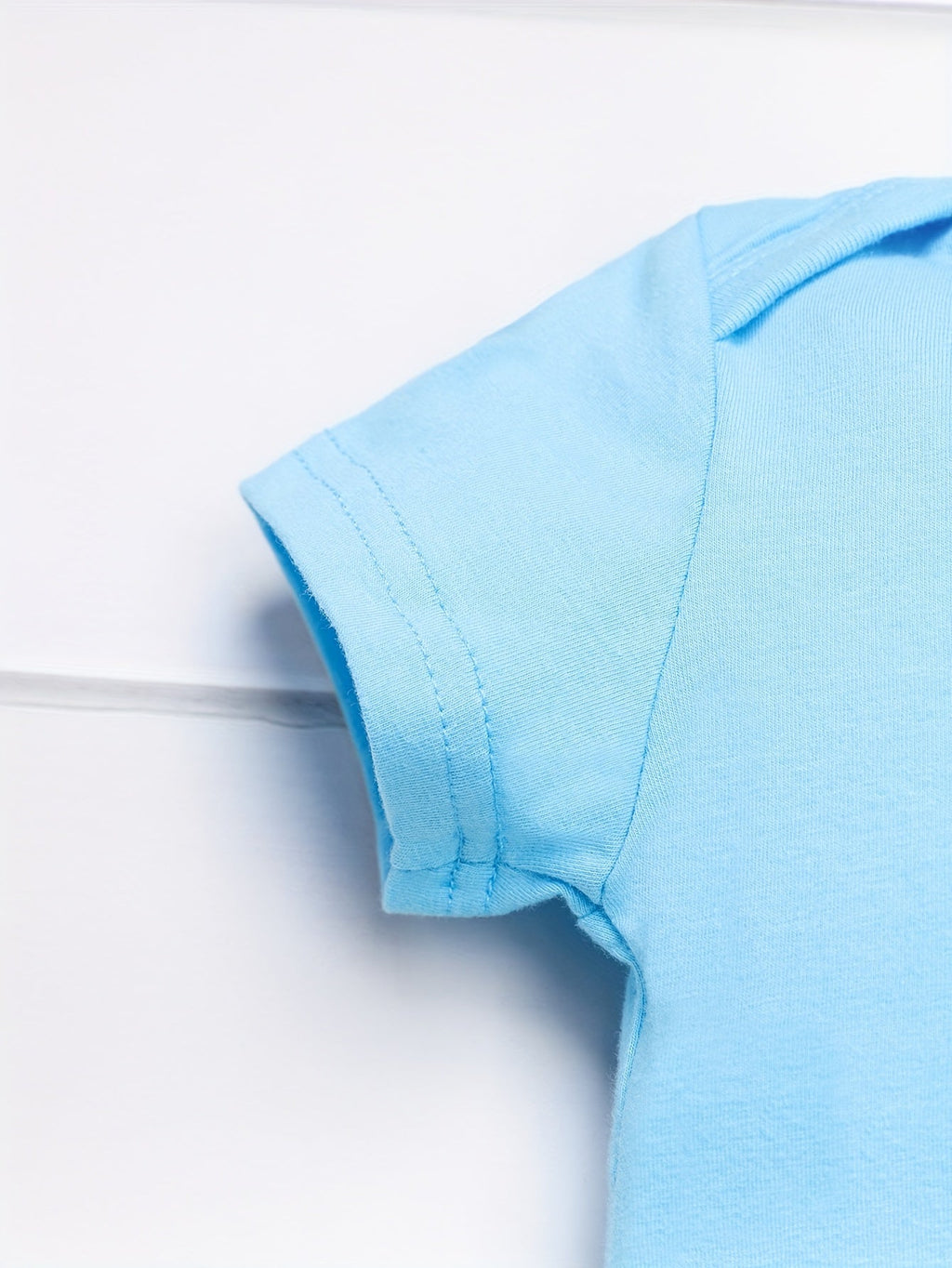 Sky Blue Baby Bodysuit with a Handsome Like Dad Slogan and Short Sleeves for Playful Everyday Outfits