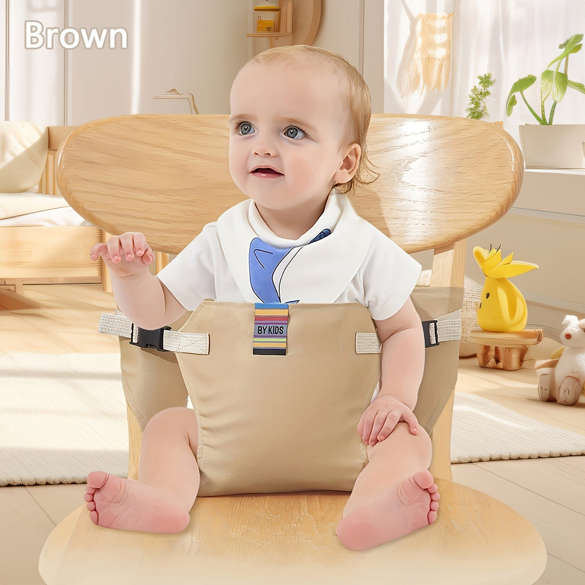 Baby High Chair Harness with Fabric Seat Panel and Buckled Straps for Supervised Meals at Home or Away