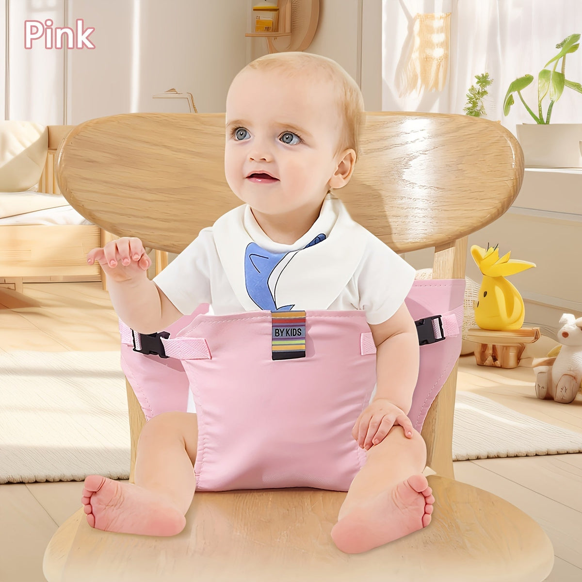 Baby High Chair Harness with Fabric Seat Panel and Buckled Straps for Supervised Meals at Home or Away