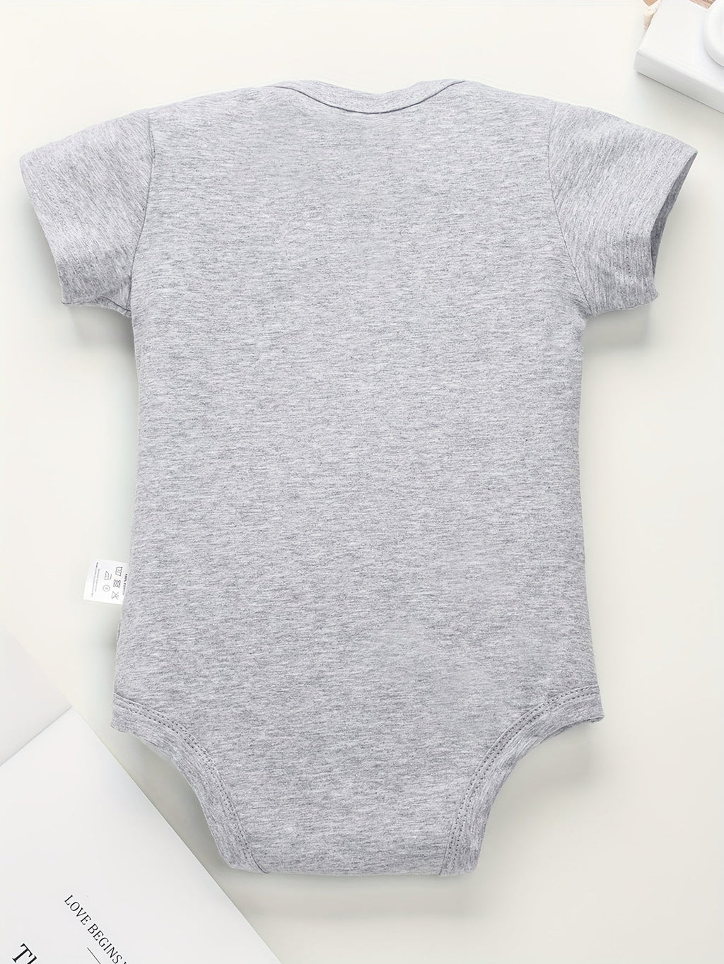Baby Lil Nugget Cotton Bodysuit in Grey with Red Lettering and Short Sleeves for Everyday Layering