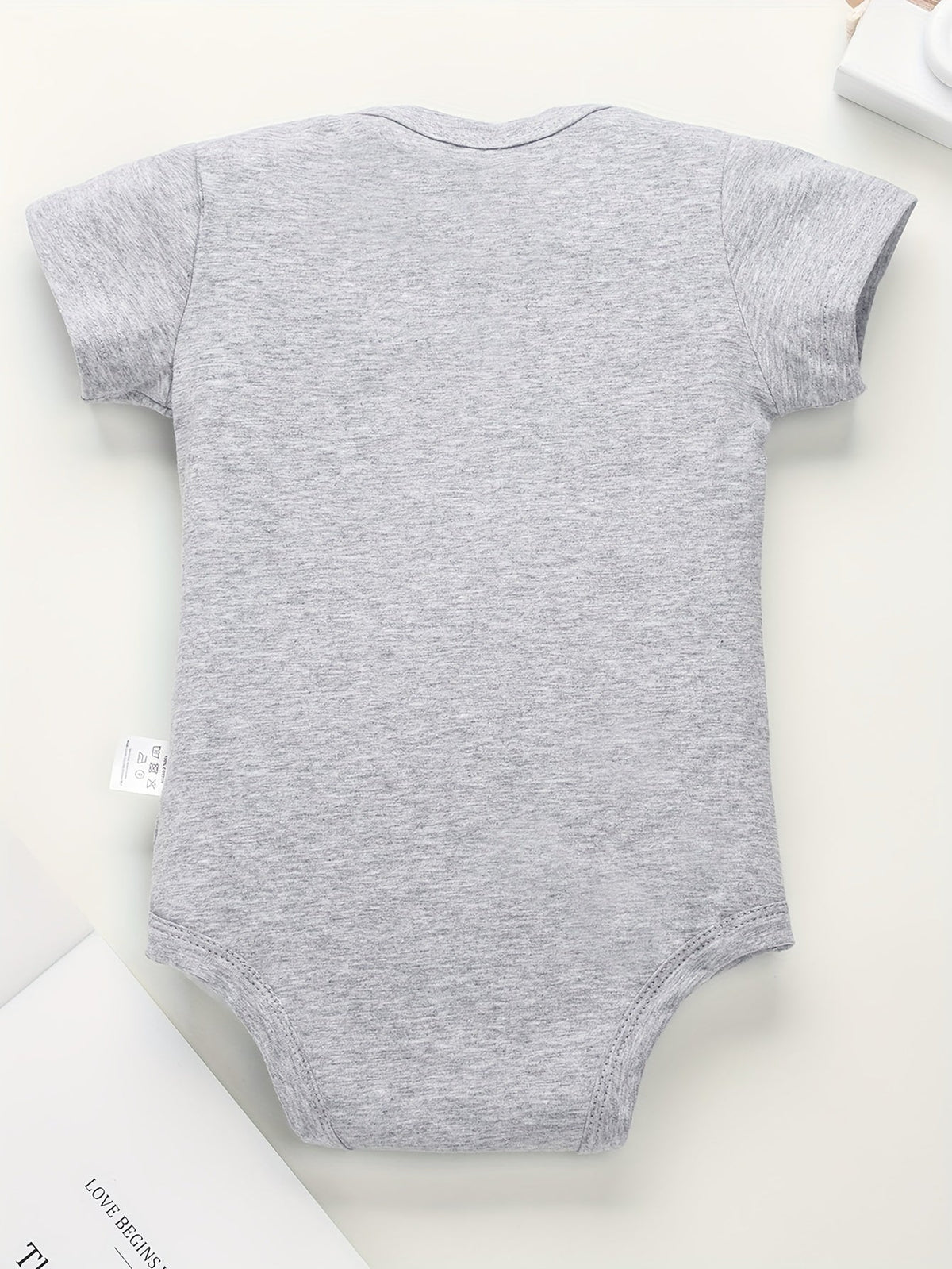Baby Lil Nugget Cotton Bodysuit in Grey with Red Lettering and Short Sleeves for Everyday Layering