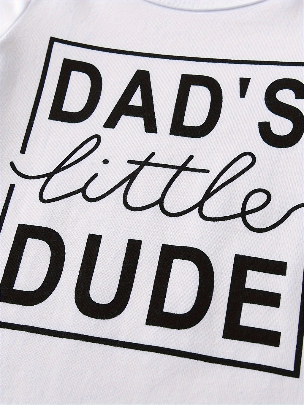 Baby Outfit Set with a Dad's Little Dude Bodysuit and Gray Pants Plus Matching Hat for Newborn Boys