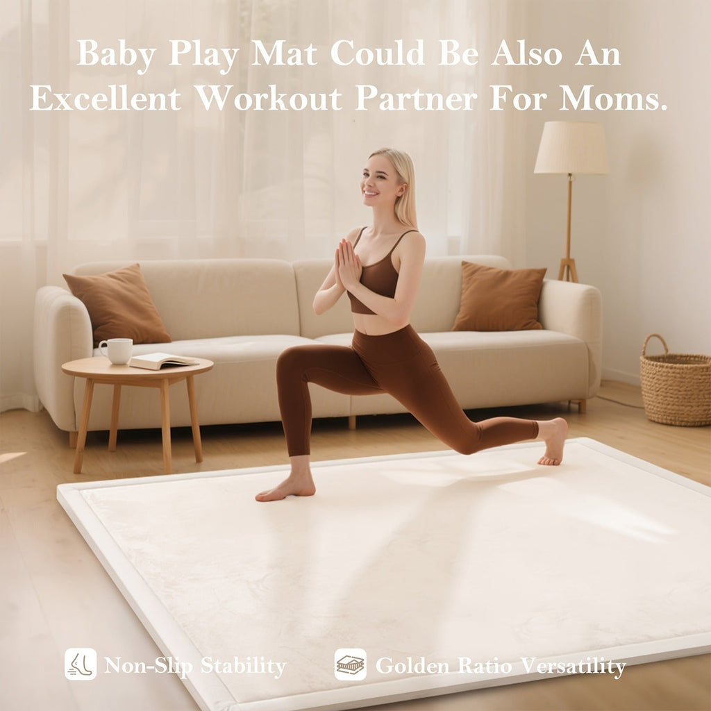 Cushioned Baby Play Mat with a Coral Velvet Surface and 1.1-Inch Memory Foam for Comfortable Floor Time