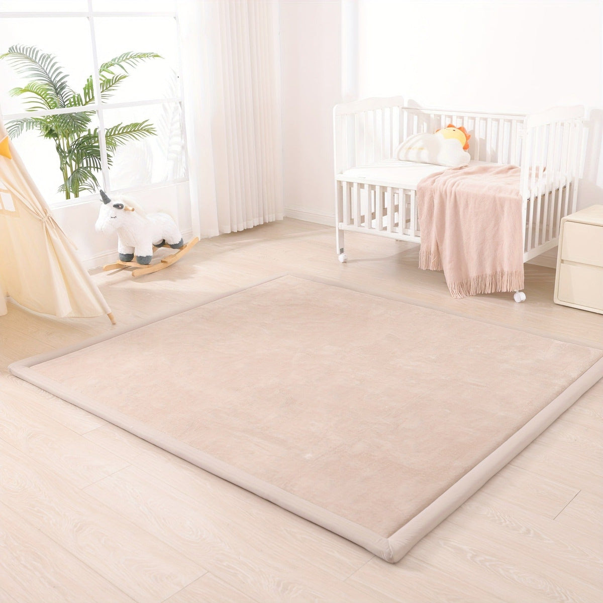 Cushioned Baby Play Mat with a Coral Velvet Surface and 1.1-Inch Memory Foam for Comfortable Floor Time