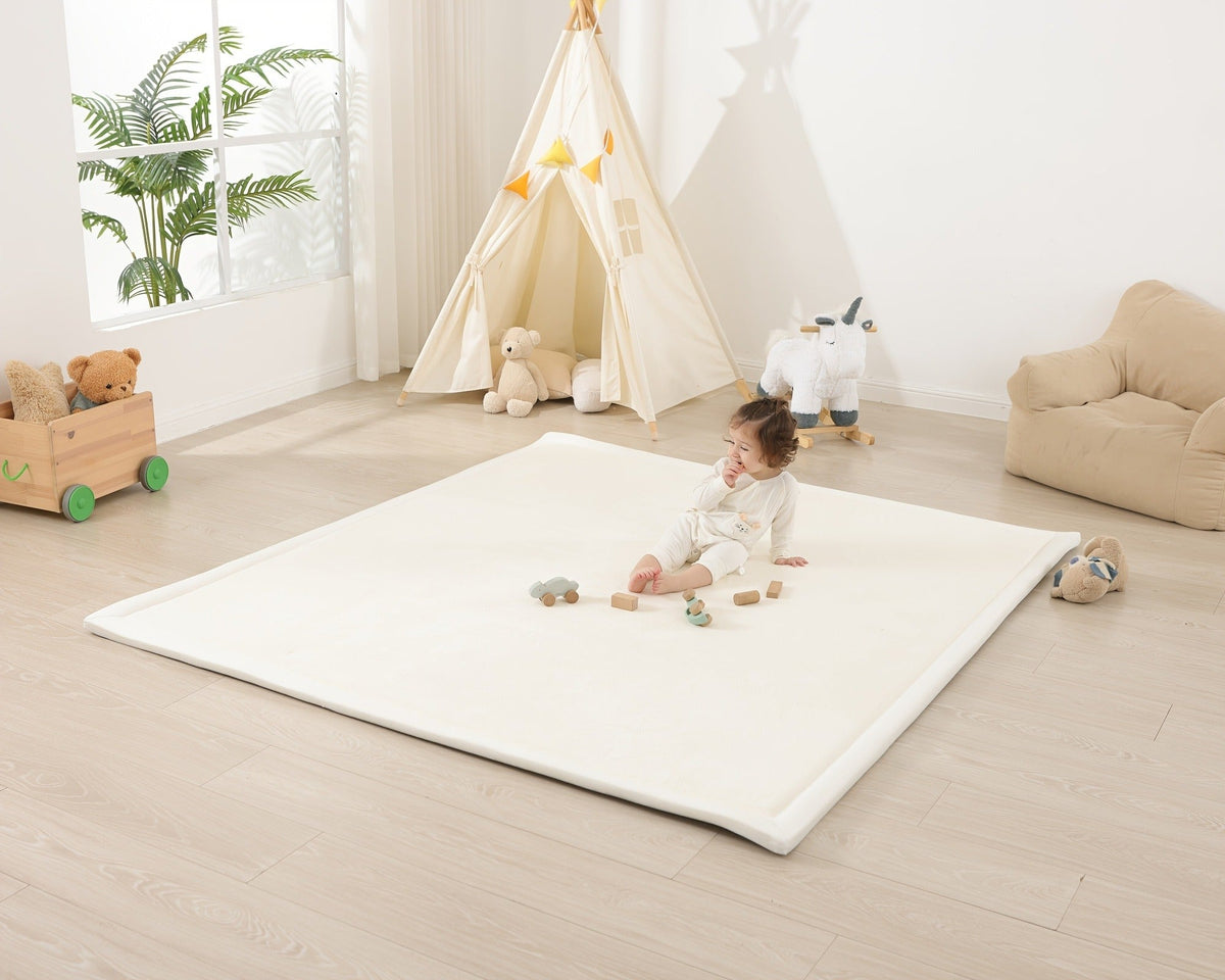 Cushioned Baby Play Mat with a Coral Velvet Surface and 1.1-Inch Memory Foam for Comfortable Floor Time