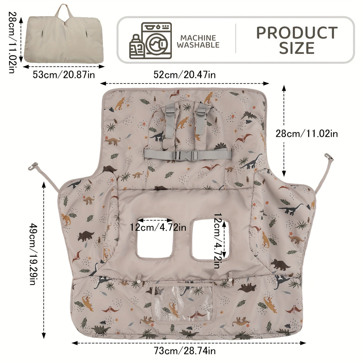 Baby Shopping Cart and High Chair Cover in Blue Sea Creature Print with Phone Pocket and Foldaway Carry Bag