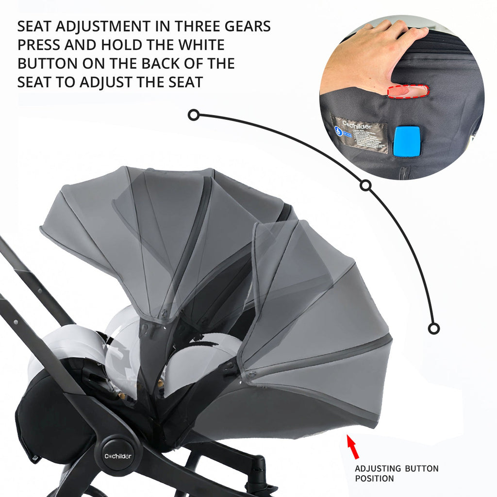 Foldable Baby Stroller with Reversible Seating and an Adjustable Canopy for Walks and Everyday Outings