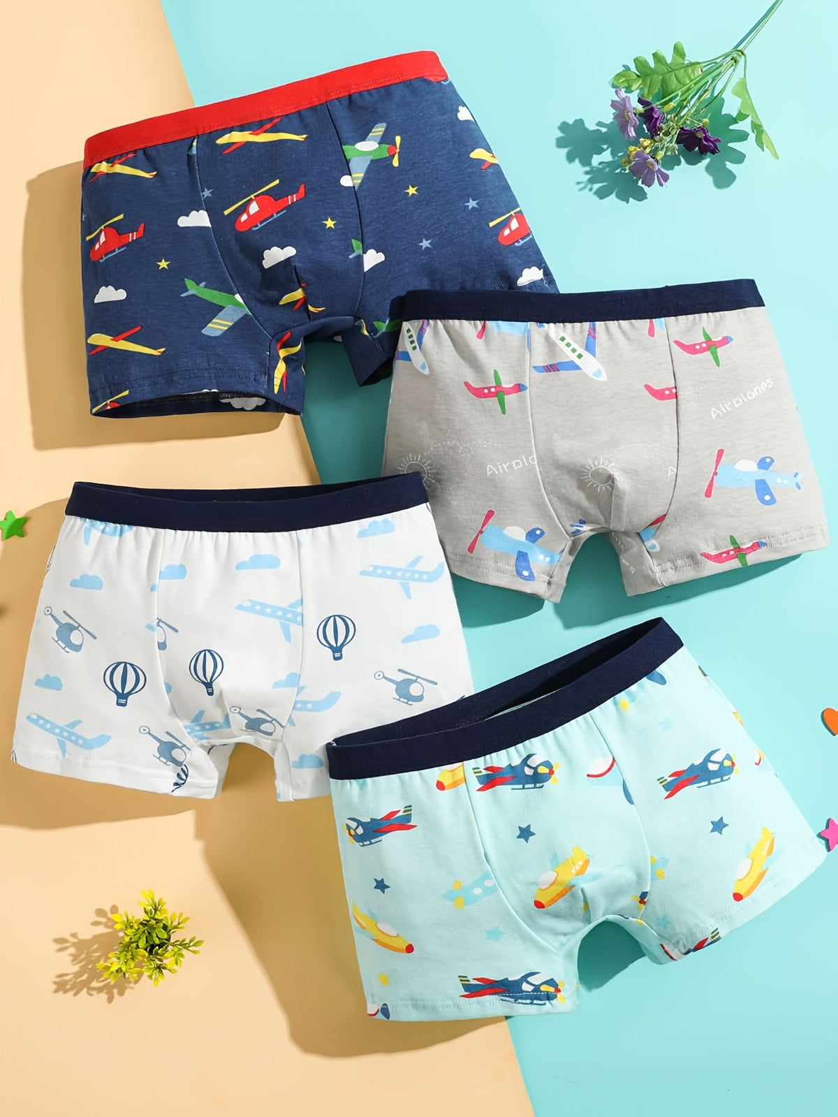 Boys' Cotton Boxer Briefs 8-Pack with Vehicle and Airplane Prints for Everyday Underwear Changes