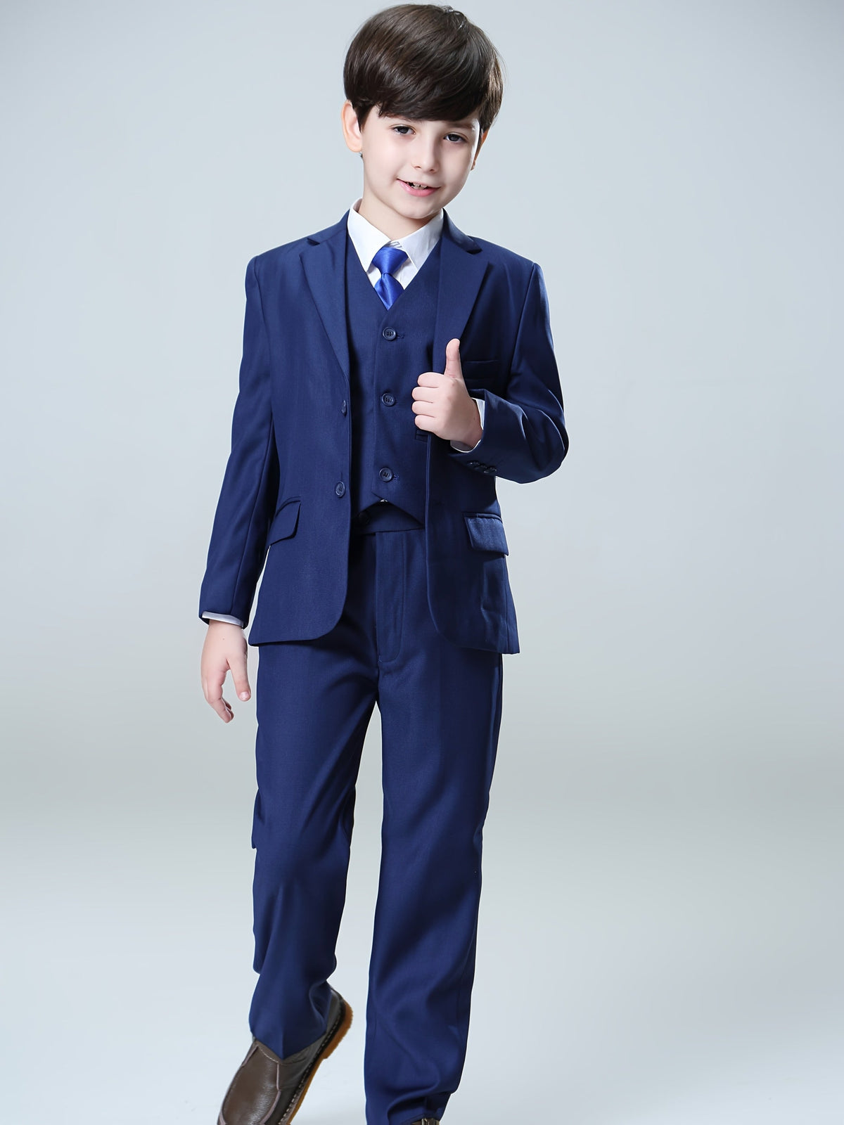 Boys' Three-Piece Formal Suit Set of Jacket, Vest and Trousers for Weddings and Special Occasions