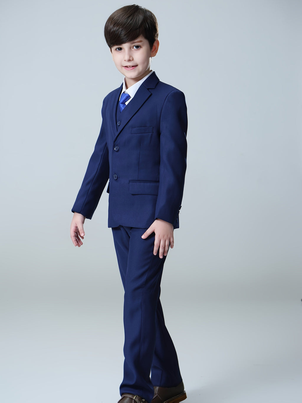 Boys' Three-Piece Formal Suit Set of Jacket, Vest and Trousers for Weddings and Special Occasions