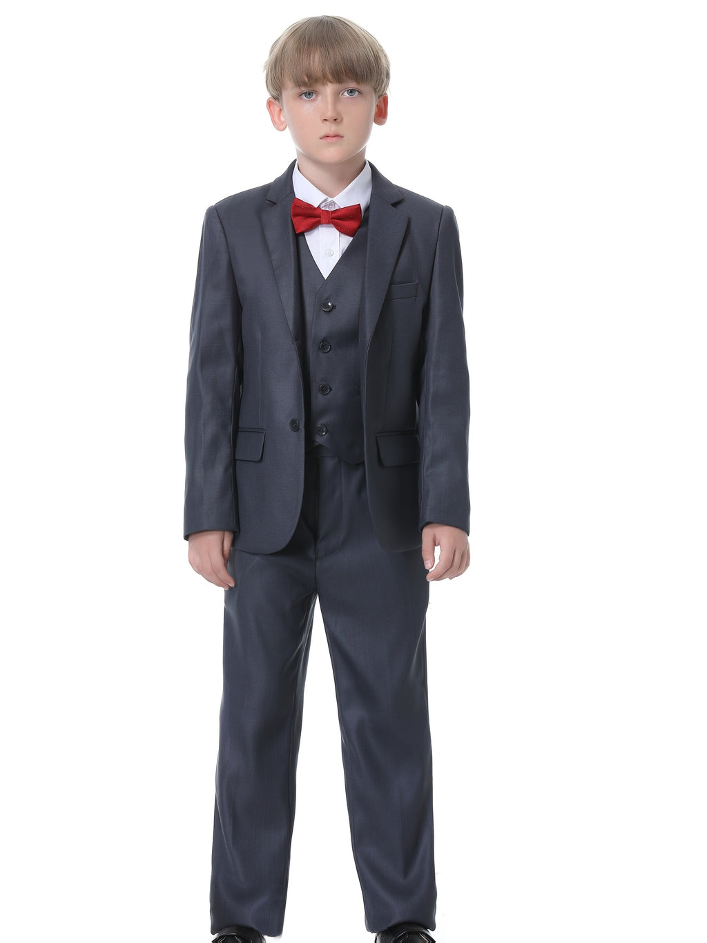 Boys' Three-Piece Formal Suit Set of Jacket, Vest and Trousers for Weddings and Special Occasions