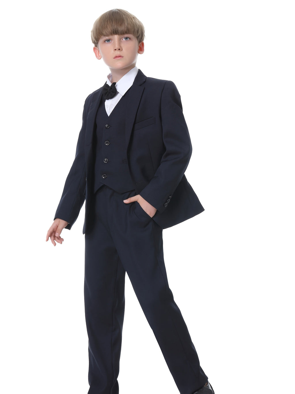 Boys' Three-Piece Formal Suit Set of Jacket, Vest and Trousers for Weddings and Special Occasions