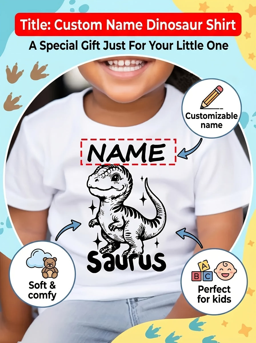 Boys' Custom Name Dinosaur T-Shirt - Personalized