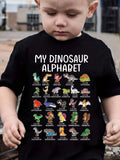 Boys' Dinosaur T-Shirt with a Colorful Cartoon and Letter Print for Everyday Short Sleeve Casual Wear