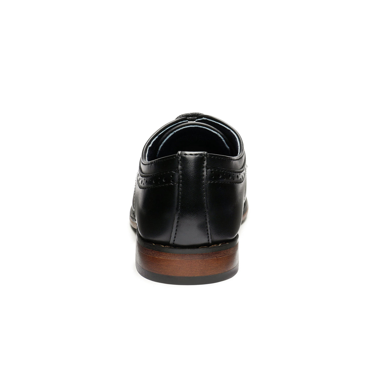 Boys' Dress Shoes with Cap Toe Brogue Details and Lace-Up Fronts in Black, Brown or Dark Brown