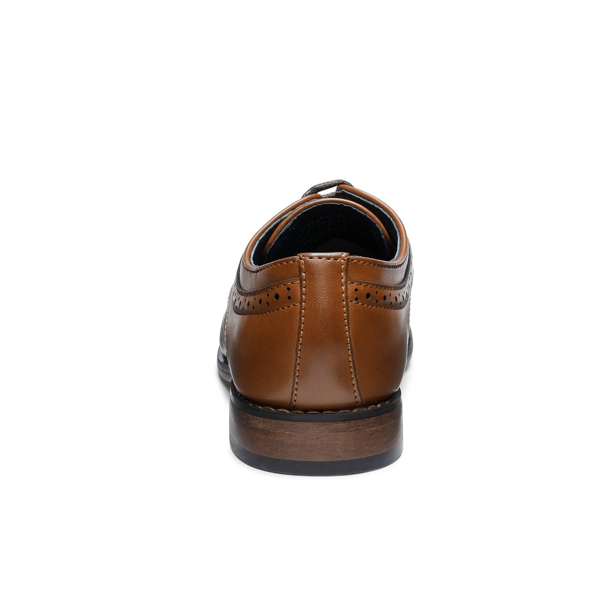 Boys' Dress Shoes with Cap Toe Brogue Details and Lace-Up Fronts in Black, Brown or Dark Brown