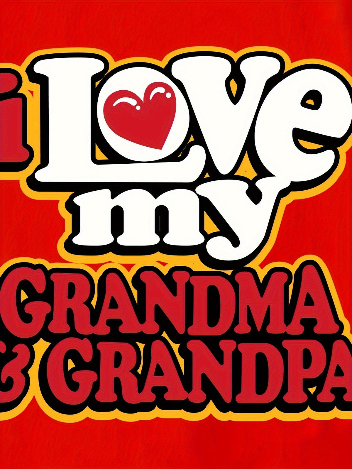 Boys' Red Cotton T-Shirt with I Love My Grandma and Grandpa Lettering for Short-Sleeve Family Outfits