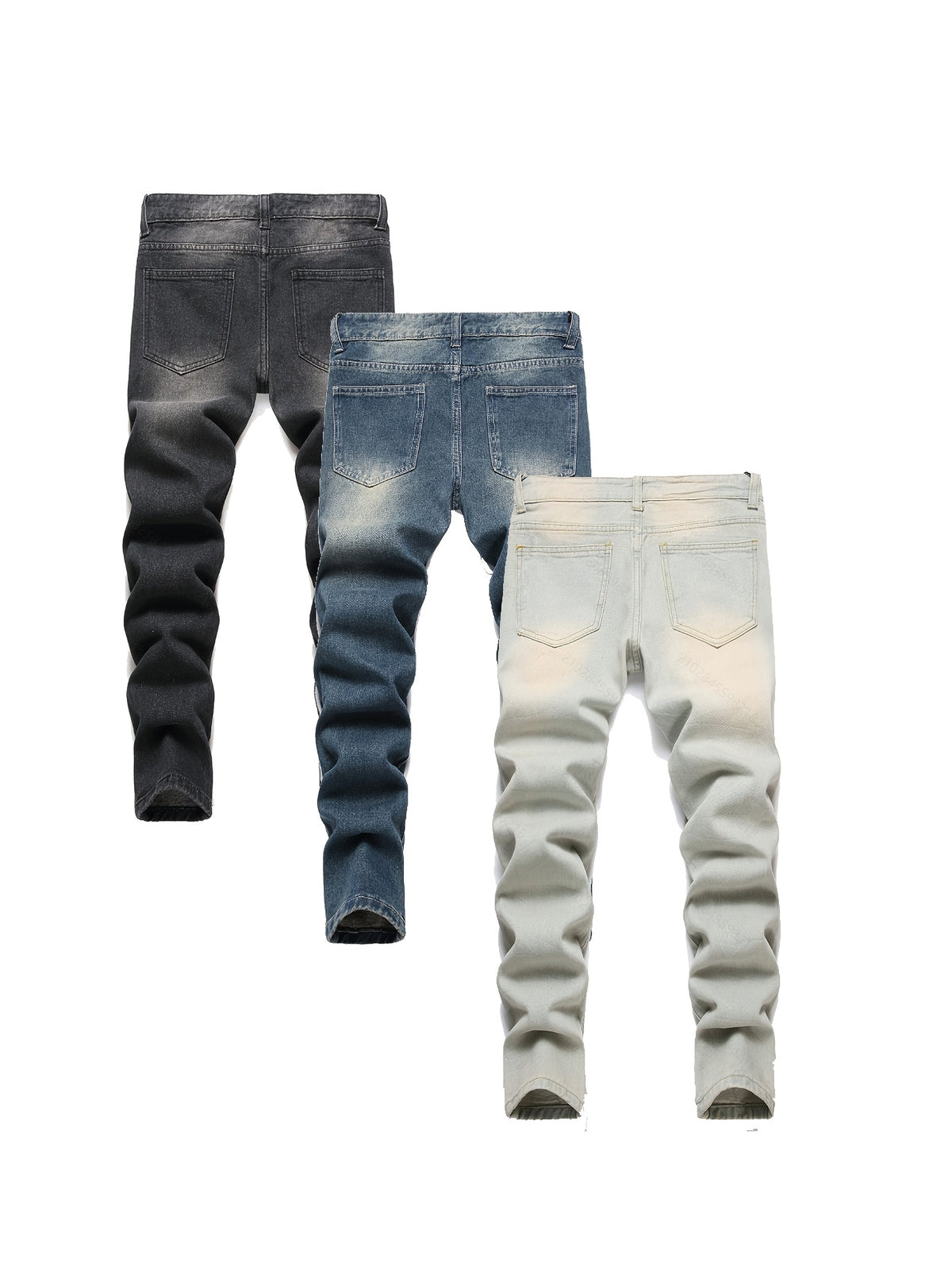 Boys' Distressed Jeans 3-Pack in Black, Blue and Light Wash Denim for Slim Fit Everyday Casual Outfits