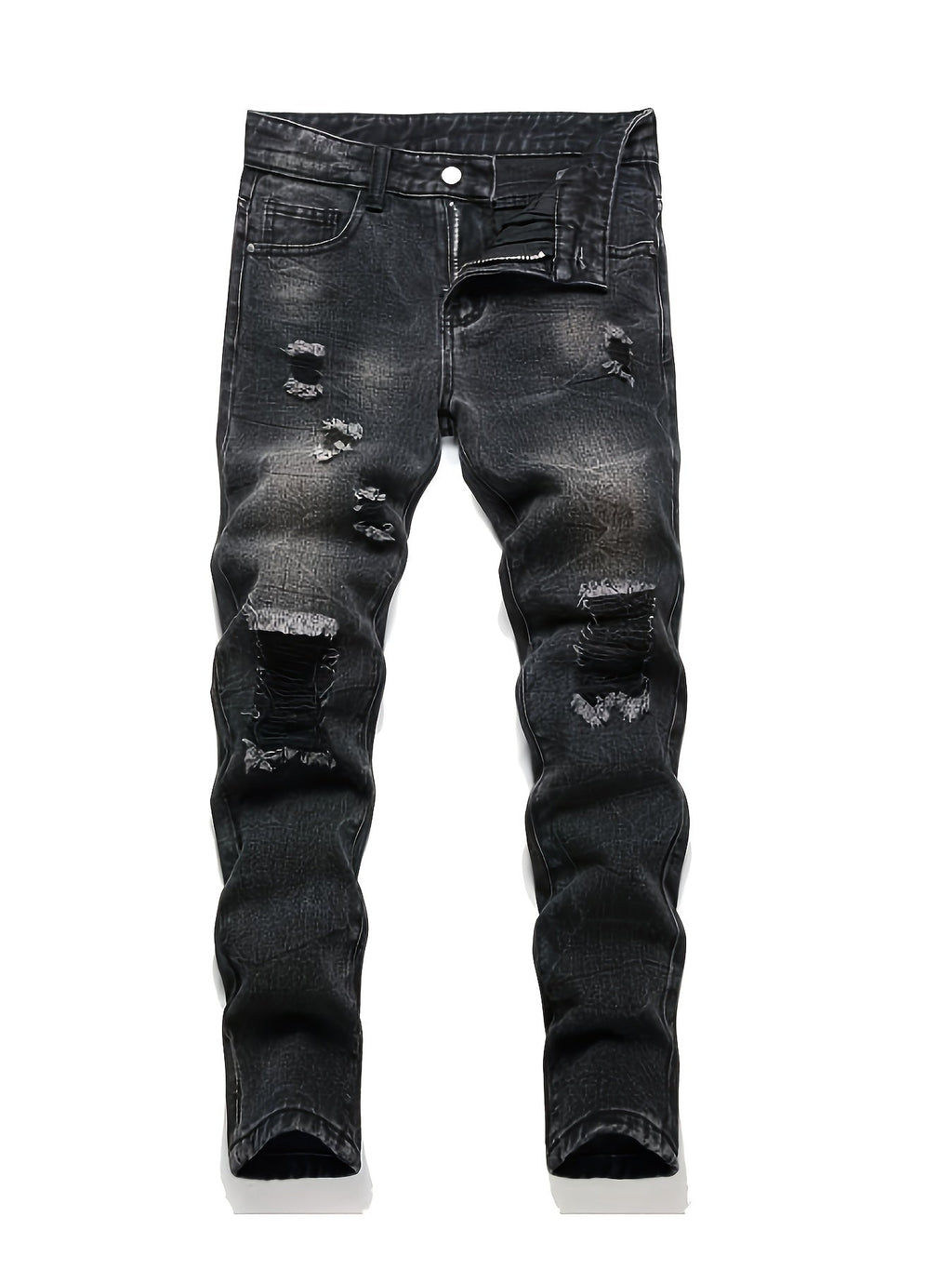 Boys' Distressed Jeans 3-Pack in Black, Blue and Light Wash Denim for Slim Fit Everyday Casual Outfits