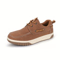 Boys' Lace Up Boat Shoes with Contrast Moc Toe Stitching and Side Lacing for School and Casual Wear