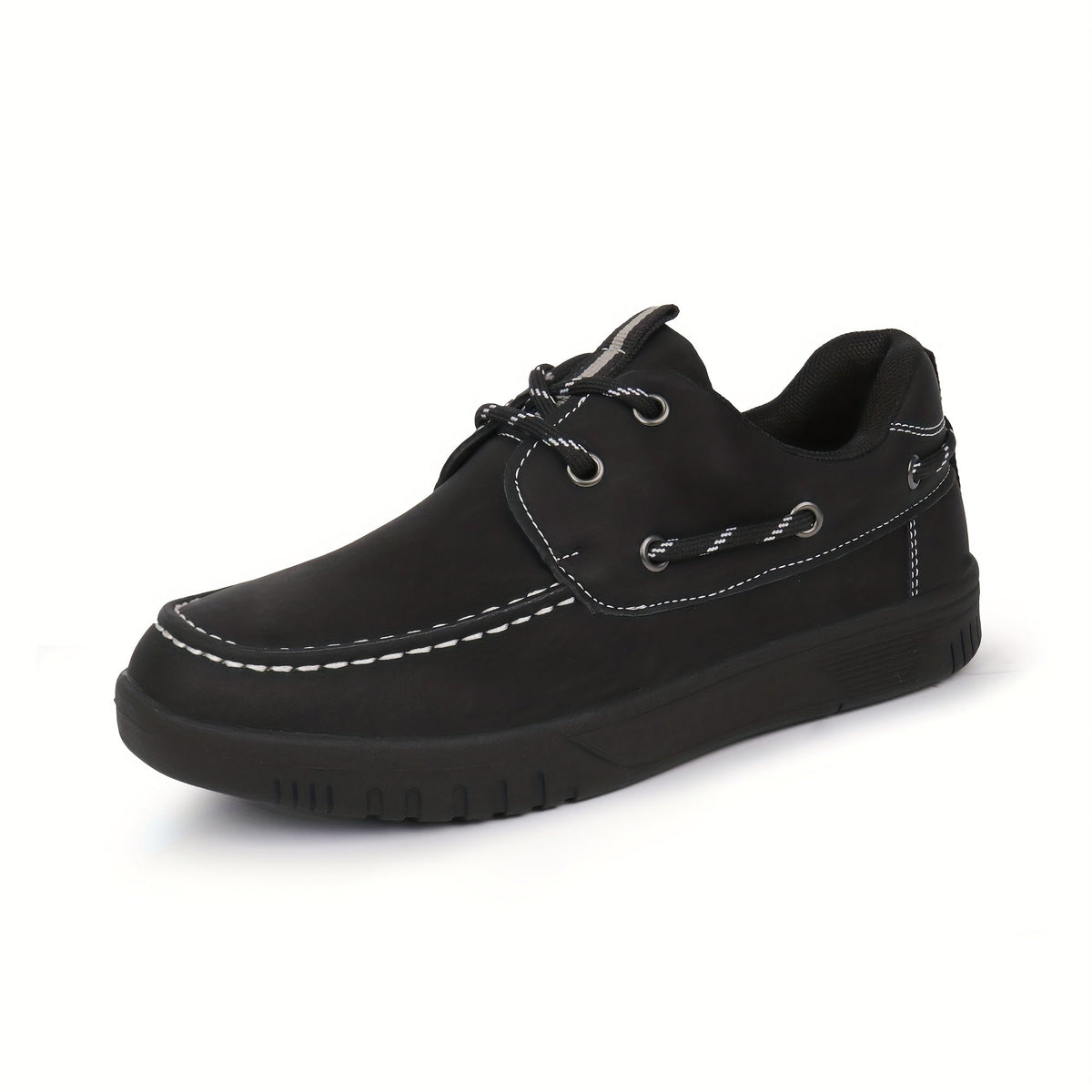 Boys' Lace Up Boat Shoes with Contrast Moc Toe Stitching and Side Lacing for School and Casual Wear